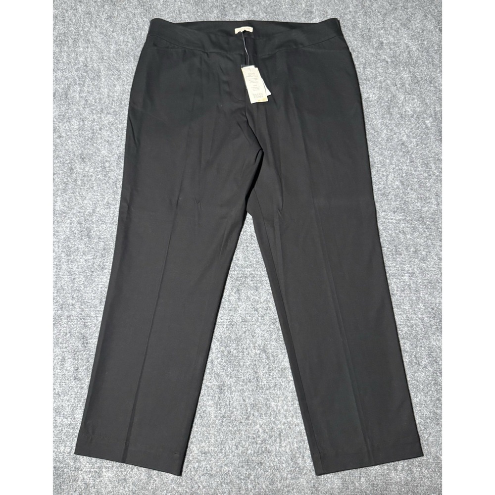 Eileen Fisher Women Plus Black Straight Trouser Pant 1X Casual Dress Pant NWT